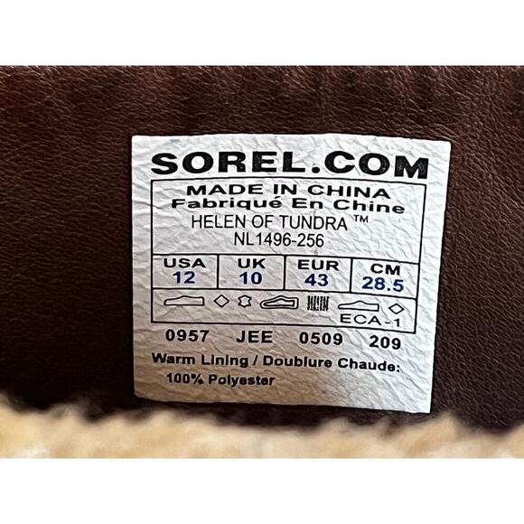 Sorel Womens Helen of Tundra Snow/Winter boots. Leather/Sherpa. Zip. size 12 - Picture 7 of 8
